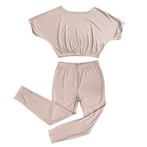 NWT 2 Piece Khaki Comfy Casual Outfit, Pants and Shirt - Picture 2 of 10